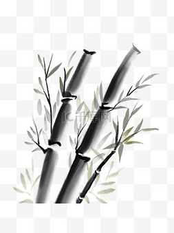 水墨植物竹子古风手绘黑色