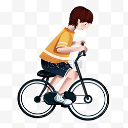 卡通大肚子男图片_手绘踩单车的男孩子