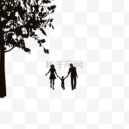父亲节图片_手绘矢量一家人散步