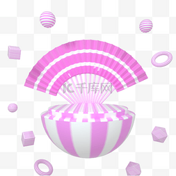 520表白节粉色图片_c4d立体漂浮半球体舞台唯美520表白