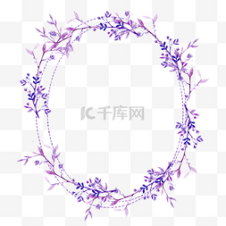 紫色水彩花朵边框