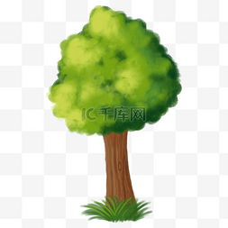 手绘绿色树木大树