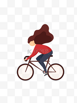 骑自行的女生矢量设计