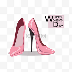 妇女节粉色高跟鞋插画