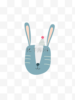 可爱兔子头像图片_卡通可爱动物元素兔子头像帽子条