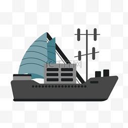 黑色的帆布图片_黑色的帆船装饰插画