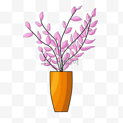 紫色的花朵盆栽插画