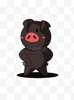 猪年猪年图片_黑猪卡通小黑猪猪年小猪卡通可爱