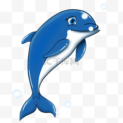 卡通深蓝色的海豚免抠图