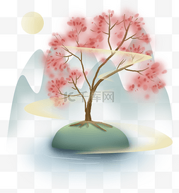 中国风光图片_春天古风仙境里的桃树