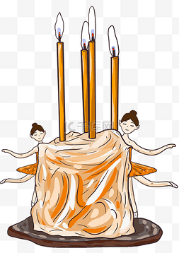 舞蹈卡通女孩图片_手绘卡通可爱蜡烛蛋糕芭蕾舞女孩