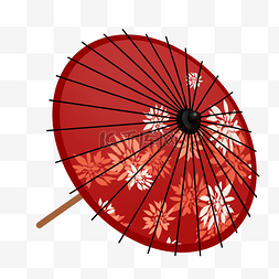 梅花伞图片_红色花纹古代雨伞