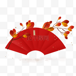 折扇图片_农历新年叶子扇形红色文字框
