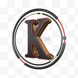 C4D炫酷黑红金立体字母K装饰