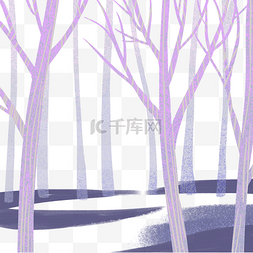 室内场景唯美图片_紫色手绘梦幻树林卡通png素材
