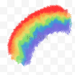 毛茸茸的七色彩虹装饰png免扣