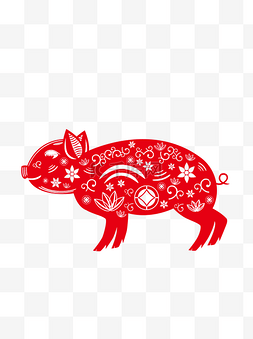 剪纸猪窗花剪纸猪创意猪春节猪剪