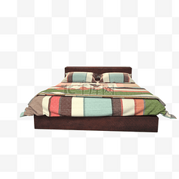 木质双人床图片_木质卧室花纹双人床