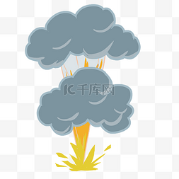 爆炸黄色图片_卡通爆炸蘑菇云插图