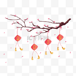 花瓣挂件图片_2019新年来临寒冬梅花盛开花瓣随