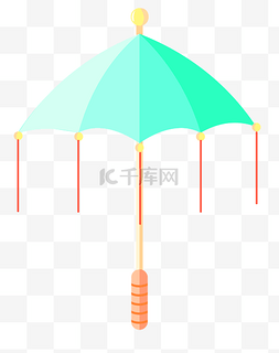 雨伞造型图片_2.5D绿色雨伞插图