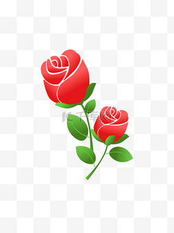 玫瑰花花瓣植物红色渐变手绘矢量
