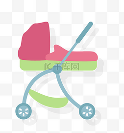 幼儿园娃娃图片_卡通可爱婴儿车设计素材