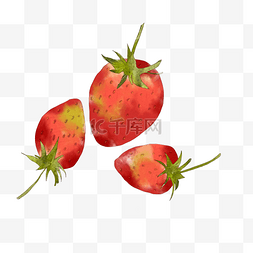 草莓手绘水果图片_新鲜草莓手绘插画