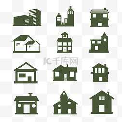 房子图标房子图片_平面多种房子图标