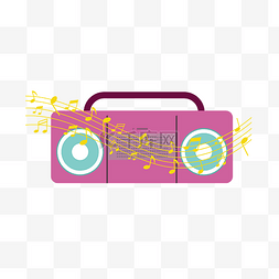 紫色录音机装饰插画