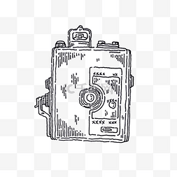黑白手绘线条胶片机相机