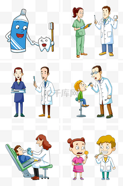 牙儿童图片_卡通手绘牙科医生