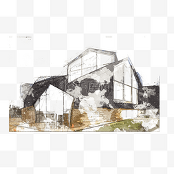 建筑外墙玻璃图片_手绘线描建筑房屋插画