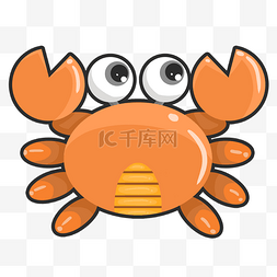 橘黄色图片_卡通可爱大眼睛的小螃蟹插画