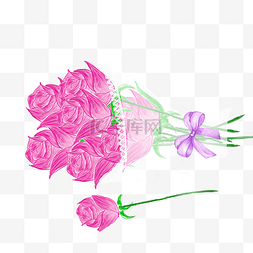 母亲节手绘一捧玫瑰花元素
