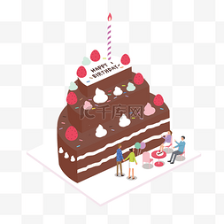 草莓蛋糕素材图片_2.5D卡通手绘巧克力草莓蛋糕