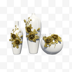 白花瓶图片_家居摆件镶金白瓷花瓶