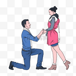 婚礼场景图片_婚礼季男孩下跪向女孩求婚插画