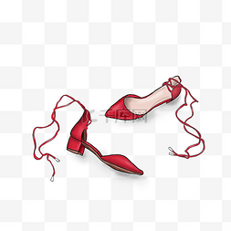 天猫女人节图片_手绘夏季女生红色高跟鞋