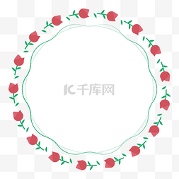 妇女节玫瑰图片_女王节边框可爱小玫瑰矢量绿色花