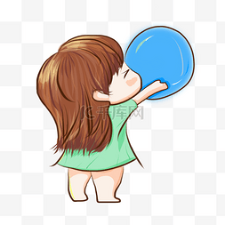 夏季游玩图片_吹气球的可爱女孩夏季清新假期娱