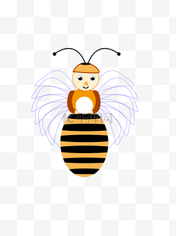 带翅膀卡通翅膀图片_PS矢量小蜜蜂带翅膀卡通形象设计