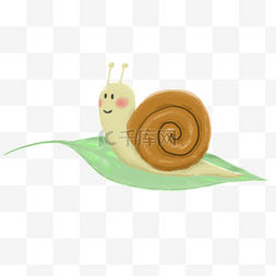 背着棕色壳子的可爱卡通蜗牛