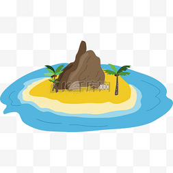 游泳大海图片_手绘海岛椰子树和大海