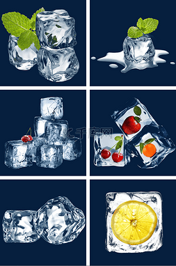 苹果图片_晶莹剔透的水果薄荷冰块