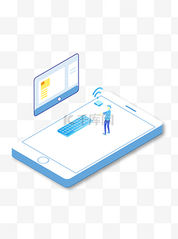 手机蓝色科技图片_2.5d人手机互联网电脑数据可商用