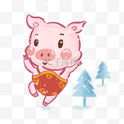 猪年欢乐的猪猪粉红色