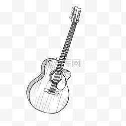 手绘线描电子吉他插画