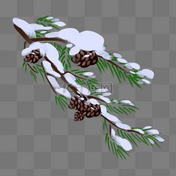 冬季树枝雪景插画