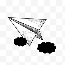渐变点纹图片_黑白创意纸飞机PNG免抠素材